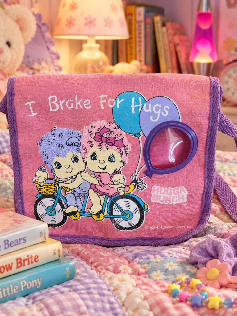 RARE Vintage 1984 Hugga Bunch I Brake For Hugs Doll Display Shoulder Purse Bag